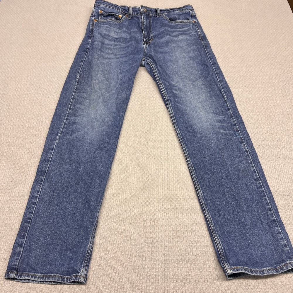 Levi Strauss 505 Mens Jeans W32 L32 Dark Wash Straight Fit Denim